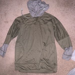 Green, hooded sweater